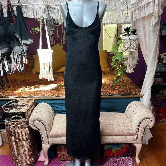 Lip Service | Dresses | Vintage 9s Goth Black Velvet Maxi Gown Slip Dress |  Poshmark